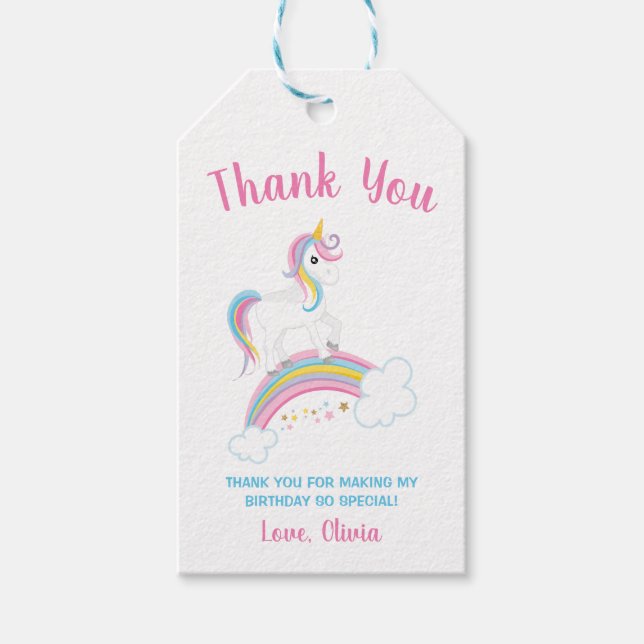 Magischer Regenbogen Einhorn Geburtstag Geschenkanhänger (Vorderseite)
