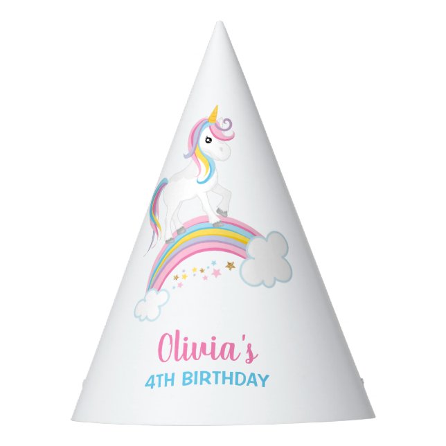 Magischer Regenbogen Einhorn Geburtstag Partyhütchen (Vorderseite)