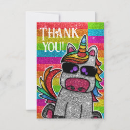 Magischer Regenbogen Einhorn Glitzer Whimsical Geb Dankeskarte