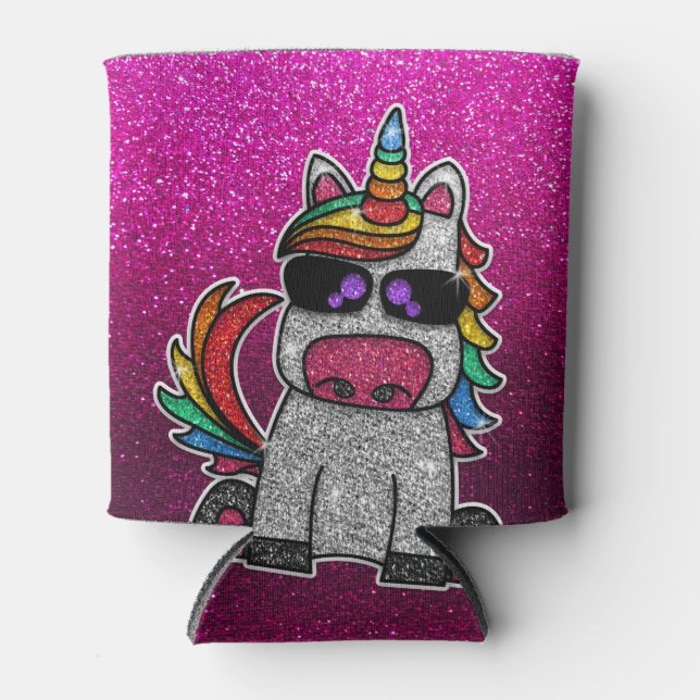 Magischer Regenbogen Einhorn Glitzer Whimsical Geb Dosenkühler (Vorderseite)
