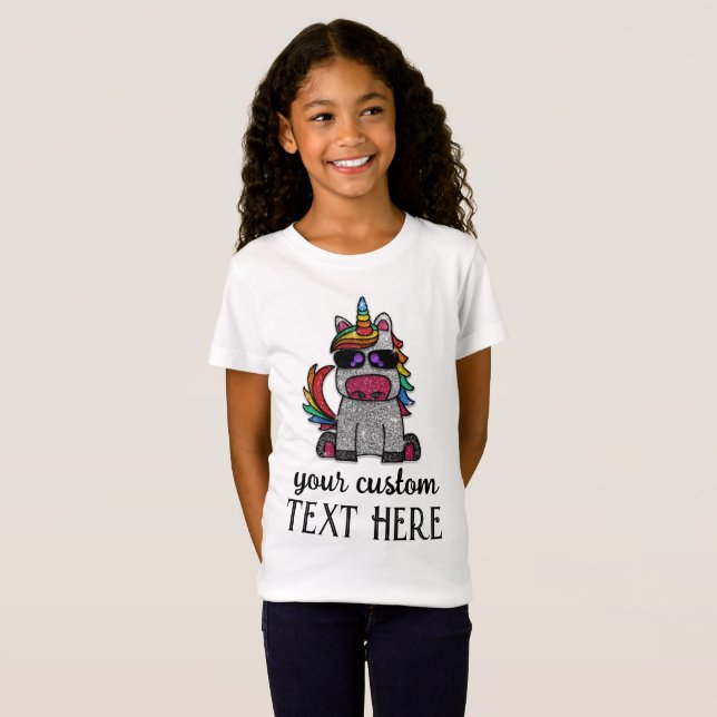 Magischer Regenbogen Einhorn Glitzer Whimsical Geb T-Shirt (Vorne ganz)
