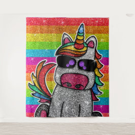 Magischer Regenbogen Einhorn Glitzer Whimsical Geb Wandteppich