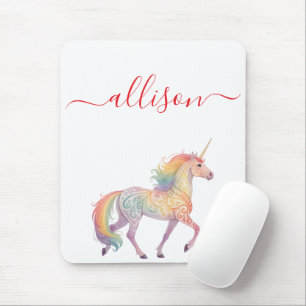 Magischer Regenbogen-Einhorn-Name Personalisiert Mousepad