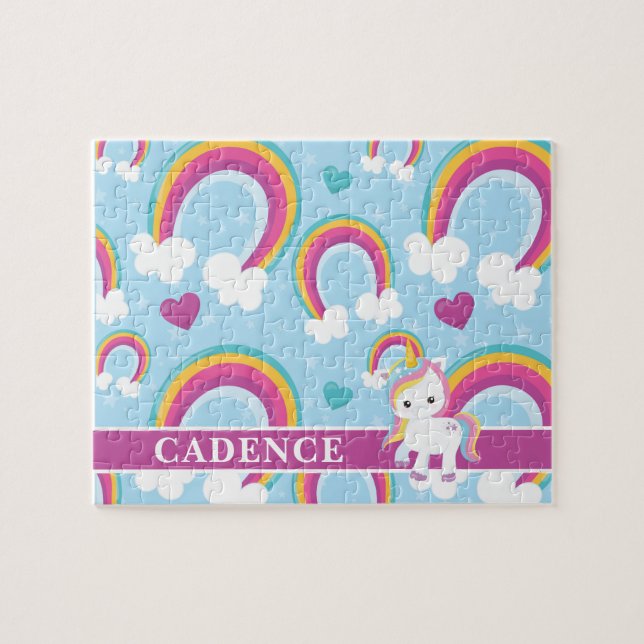 Magischer Regenbogen Einhorn Personalisierte Kinde (Horizontal)