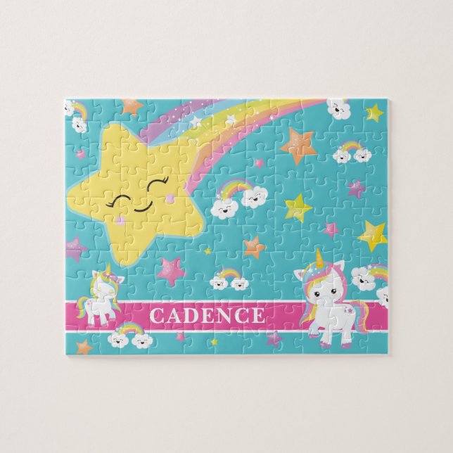 Magischer Regenbogen Einhorn Personalisierte Kinde (Horizontal)