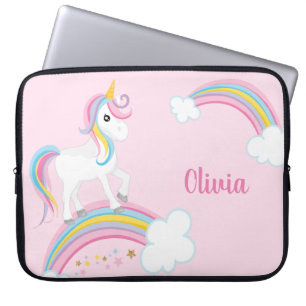Magischer Regenbogen Einhorn Rosa Personalisiert Laptopschutzhülle