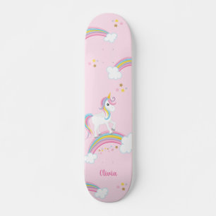 Magischer Regenbogen Einhorn Rosa Personalisiert Skateboard