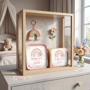 Magischer Regenbogen-Geburtstag Quadratischer Aufkleber