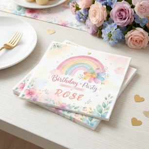 Magischer Regenbogen-Geburtstag Serviette