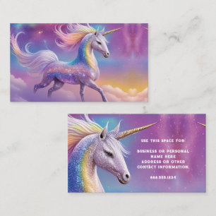 Magischer Regenbogen Glitter Weißes Einhorn Funkel Visitenkarte