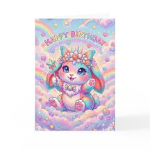 Magischer Regenbogen-Hasen-Geburtstag Whimsical Ki