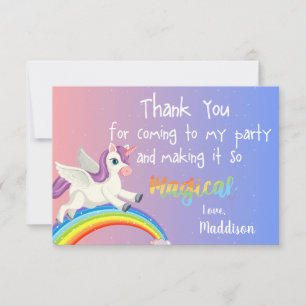 Magischer Regenbogen Pink Pastel Niedlich Einhorn  Dankeskarte