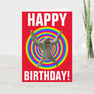 Magischer Regenbogen Sloth Birthday Karte