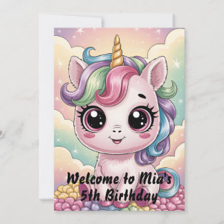Magischer Regenbogen Süße Baby Einhorn Mädchen Geb Einladung