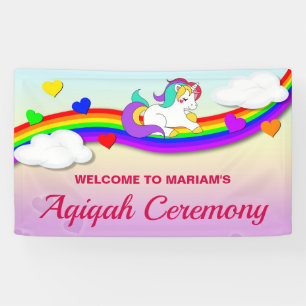 Magischer Regenbogen Süßes Einhorn Aqiqah Banner