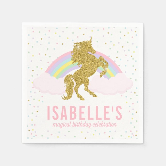 Magischer Regenbogen und Einhorn Napkins Serviette (Vorderseite)