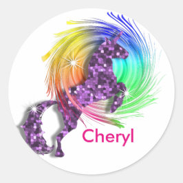 Magischer Regenbogen Unicorn Themed Runder Aufkleber