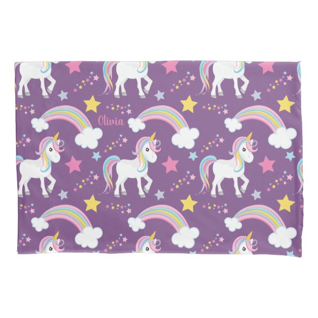 Magischer RegenbogenUnicorn personalisiert Kissenbezug (Vorderseite)