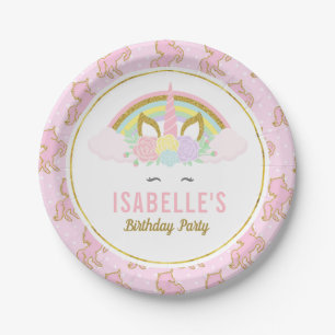 Magischer rosa Unicorns-Geburtstags-Party-Teller Pappteller