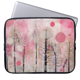 Magischer rosa Winter-Sangvogelschutz Laptopschutzhülle