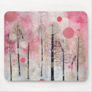Magischer Rosa Winter-Sangvogelschutz Mousepad