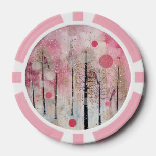 Magischer Rosa Winter-Sangvogelschutz Pokerchips