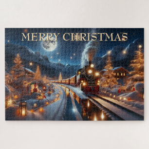 Magischer Schneebahn-Weihnachtszug-Winterszene