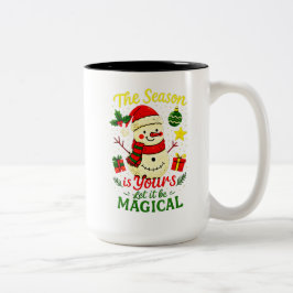 Magischer Schneemann Weihnachts-Tasse Cozy Holiday Zweifarbige Tasse