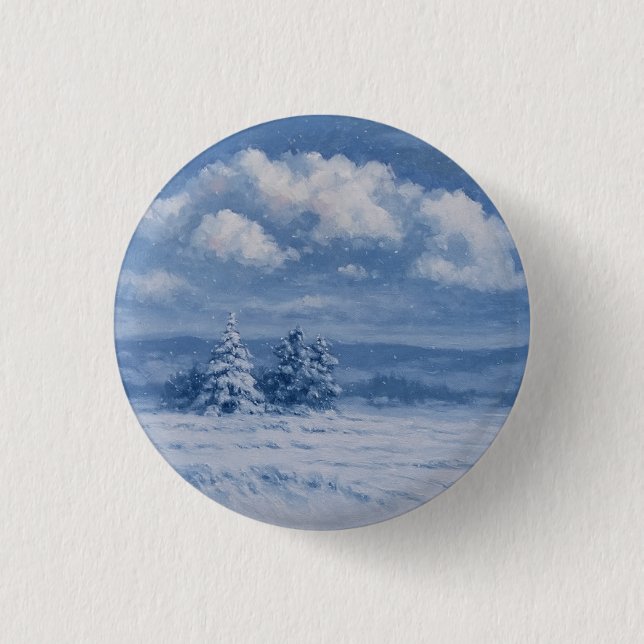 Magischer Schneewald Weihnachtsknopf Button (Vorderseite)
