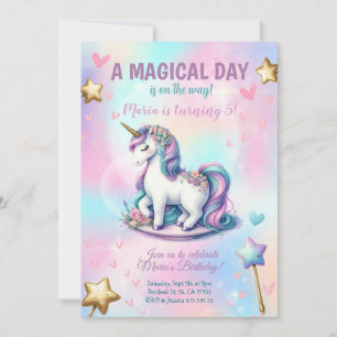 Magischer Tag Unicorn Girl Kindergeburtstag Party Einladung