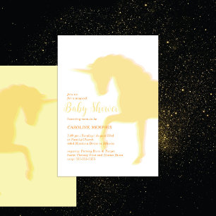 Magischer tänzelnder gelber Einhorn-Baby-Empfang Einladung