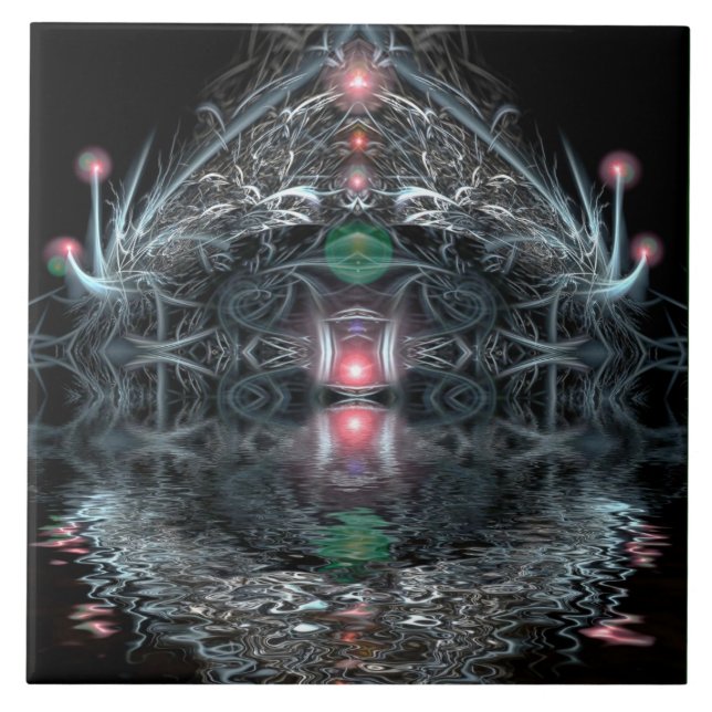 Magischer Tempel Visionäre Keramik Fliese (Vorderseite)