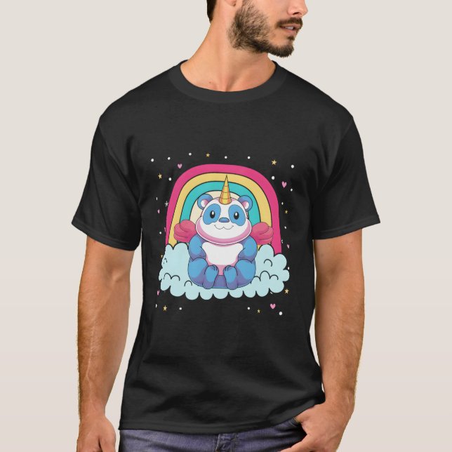 Magischer Tierrennbogen Pandacorn Unicorn Panda T-Shirt (Vorderseite)