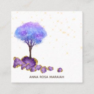 *~* Magischer Tree Amethyst Jewels Gold Glitzer Quadratische Visitenkarte