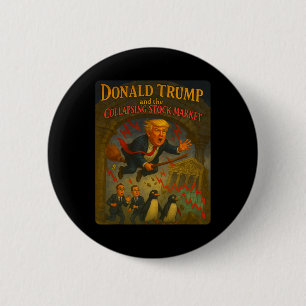 Magischer Trump-Zauberer Lustiger Börsencrash-Aben Button