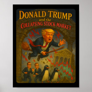 Magischer Trump-Zauberer Lustiger Börsencrash-Aben Poster