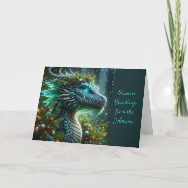 Magischer Türkischer Weihnachtsdrache Feiertagskarte (Vorderseite)