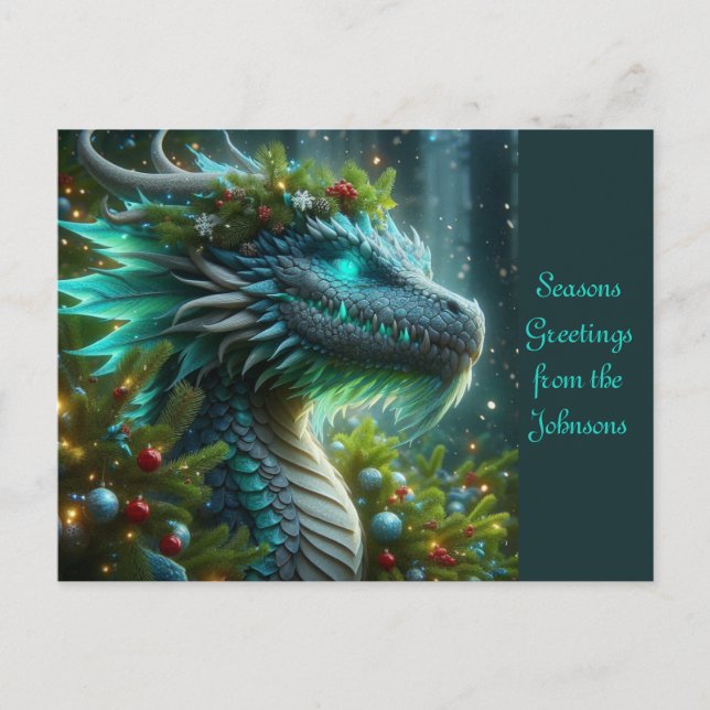 Magischer Türkischer Weihnachtsdrache Feiertagspostkarte (Vorderseite)