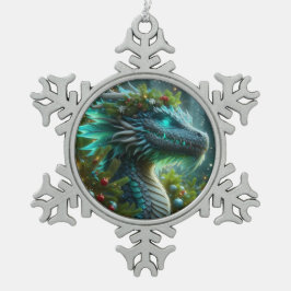 Magischer Türkischer Weihnachtsdrache Schneeflocken Zinn-Ornament