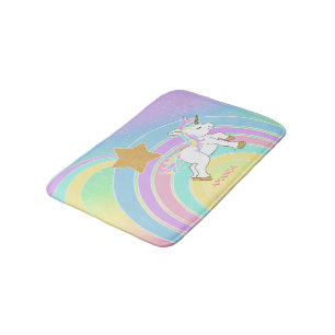 Magischer Unicorn-Regenbogen Badematte