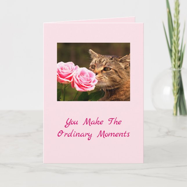 Magischer Valentinstag der Katze Feiertagskarte (Vorderseite)