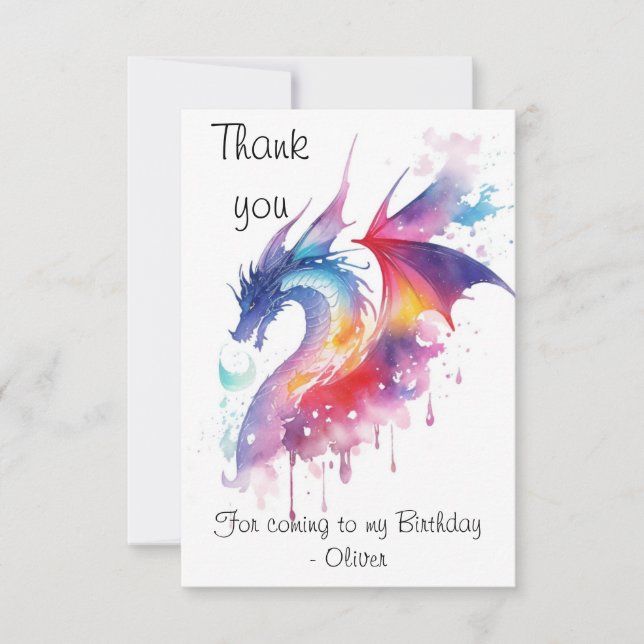 Magischer verzauberter Drache zum Geburtstag Dankeskarte (Vorderseite)