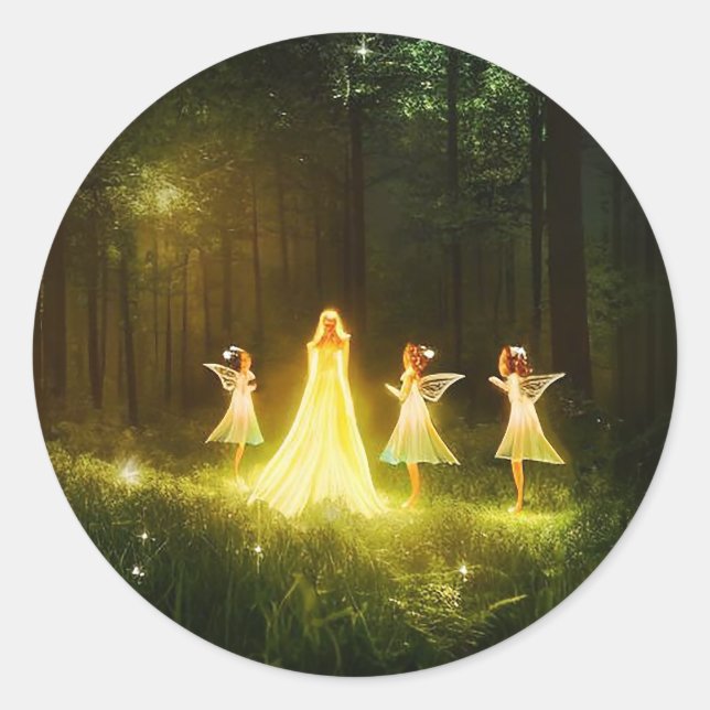 Magischer Wald | Elf & Fairies | Fantasy Nature Runder Aufkleber (Vorderseite)