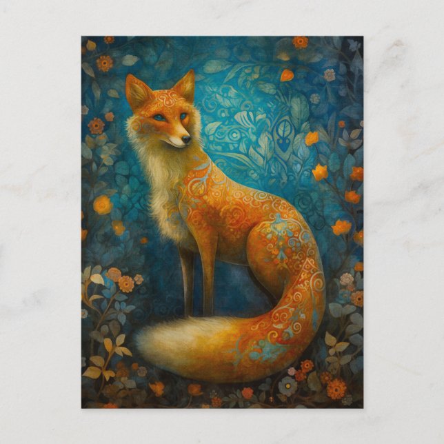Magischer Wald Fuchs Postkarte (Vorderseite)