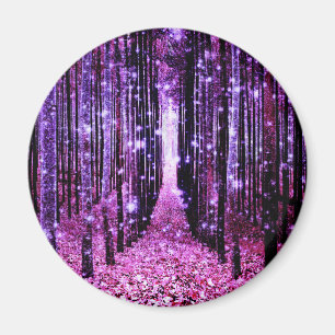 Magischer Wald Lila Rosa Magnet