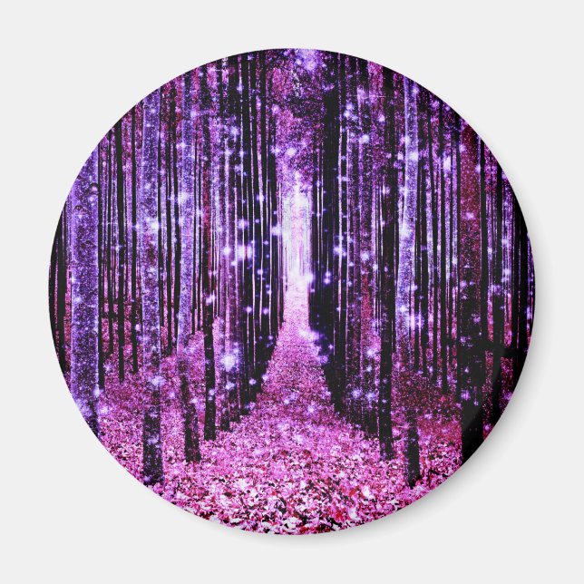 Magischer Wald Lila rosa Magnet (Vorne)