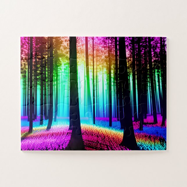 Magischer Wald mit Baumbestand-Silhouetten (Horizontal)