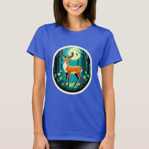 Magischer Wald mit Hirschen T-Shirt