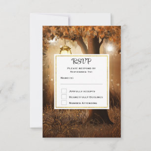 Magischer Wald mit Lichtern Hochzeit RSVP Karte