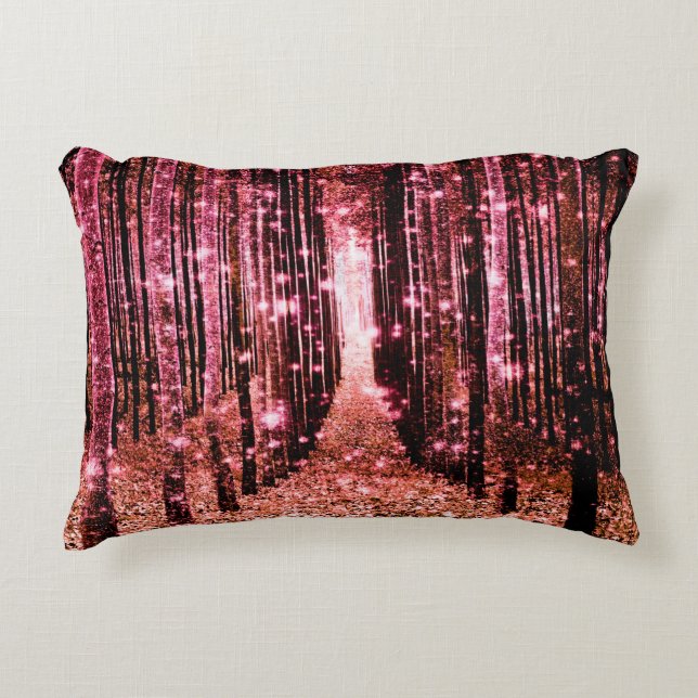 Magischer Wald Peach Pink Zierkissen (Vorderseite)
